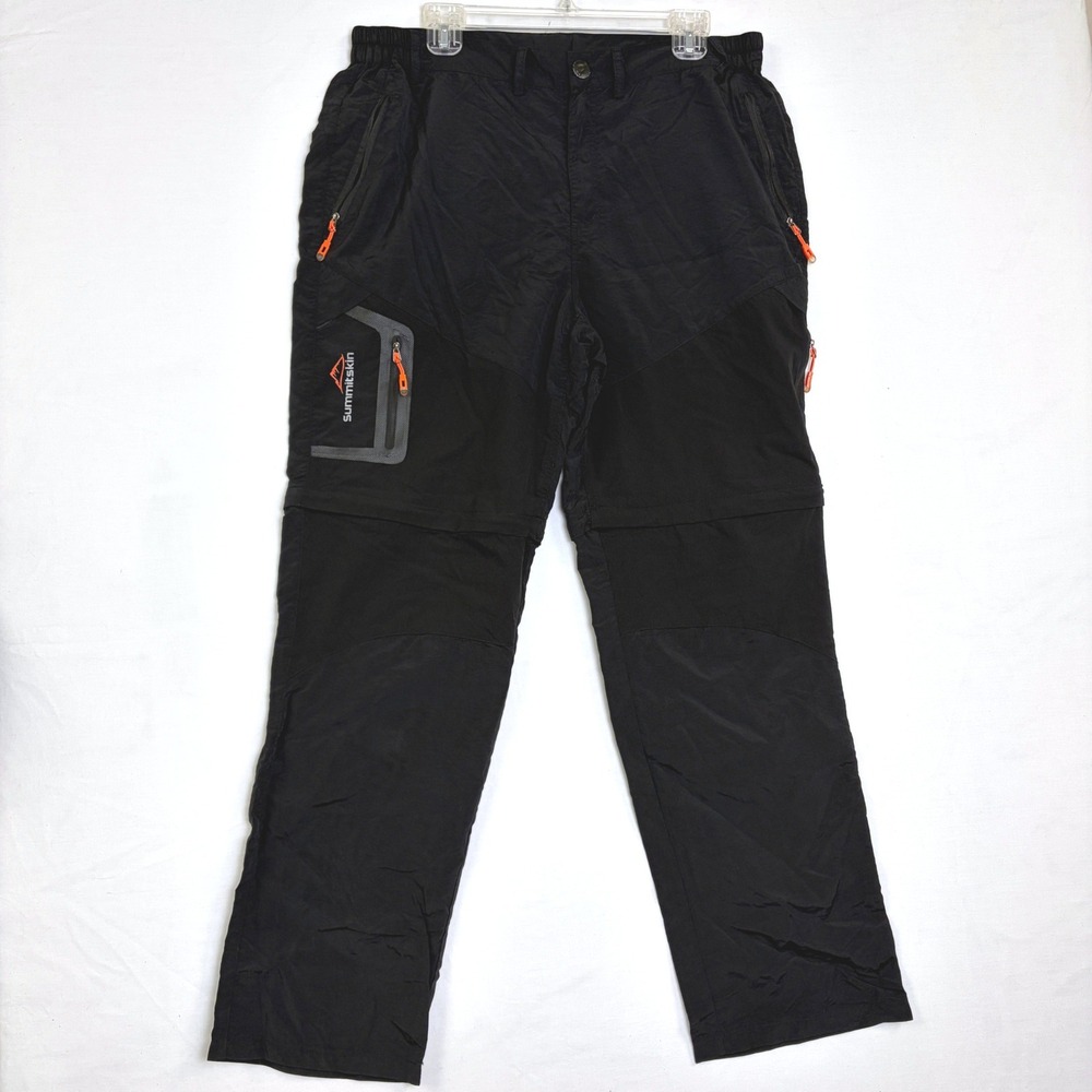 Summitskin Mens Black Convertible Tech Hiking Pants Zip Off Outer Layer 37x31